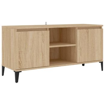 Mueble De Tv Con Patas Metal Color Roble Sonoma 103,5x35x50 Cm