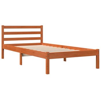 Estructura De Cama Madera Maciza De Pino Marrón Cera 90x190 Cm