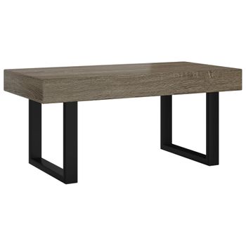 Mesa De Centro Mdf Y Hierro Gris Y Negro 90x45x40 Cm