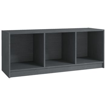 Mueble De Tv Madera Maciza De Pino Gris 104x33x41 Cm