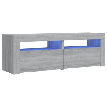 Mueble De Tv Con Luces Led Gris Sonoma 120x35x40 Cm