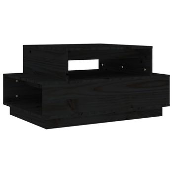 Mesa De Centro Madera Maciza De Pino Negro 80x55x40,5 Cm