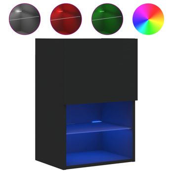 Mueble Para Tv Con Luces Led Negro 40,5x30x60 Cm