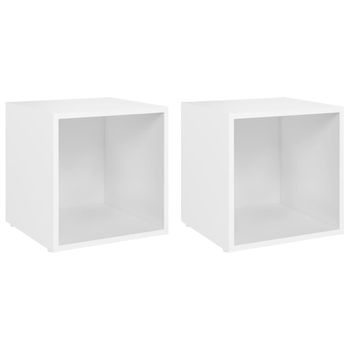 Muebles Para Tv 2 Unidades Madera Contrachapada Blanco 37x35x37 Cm