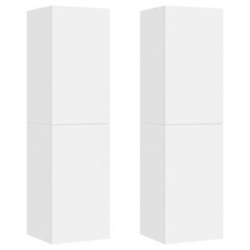 Muebles Para Tv 2 Unidades Contrachapada Blanco 30,5x30x110 Cm