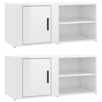 Muebles Para Tv 2 Unidades Madera Blanco Brillo 80x31,5x36 Cm