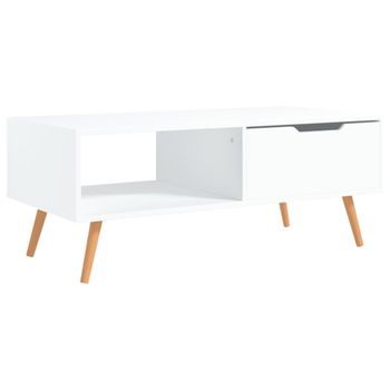 Mesa De Centro De Madera Contrachapada Blanco 100x49,5x43 Cm