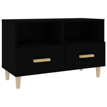 Mueble Para Tv Madera Contrachapada Negro 80x36x50 Cm