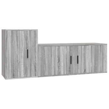 Set De Muebles Para Tv 2 Piezas Madera Contrachapada Gris Sonoma