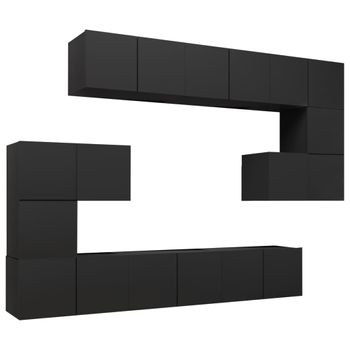 Juego De Mueble Para Tv De 10 Piezas Aglomerado Negro