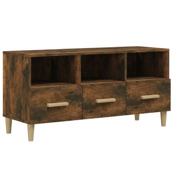 Mueble De Tv Madera Contrachapada Roble Ahumado 102x36x50 Cm