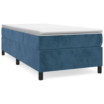 Estructura De Cama Box Spring Terciopelo Azul Oscuro 100x200 Cm