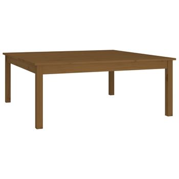 Mesa De Centro Madera Maciza De Pino Marrón Miel 100x100x40 Cm