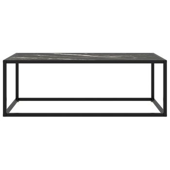 Mesa De Centro Negra Con Vidrio De Mármol Negro 100x50x35 Cm