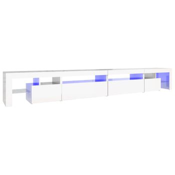 Mueble De Tv Con Luces Led Blanco Brillante 290x36,5x40 Cm