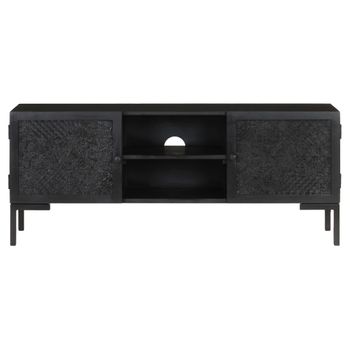 Mueble Para Tv De Madera Maciza De Mango Negro 115x30x46 Cm