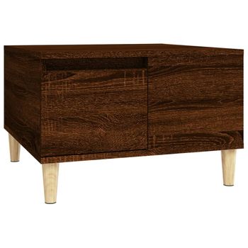 Mesa De Centro Madera Contrachapada Roble Marrón 55x55x36,5 Cm