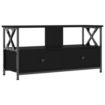 Mueble De Tv Hierro Y Madera Contrachapada Negro 90x33x45 Cm