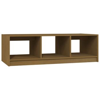 Mesa De Centro De Madera Maciza Pino Marrón Miel 110x50x34 Cm