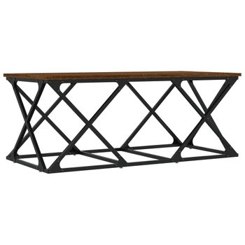 Mesa De Centro Madera Contrachapada Roble Marrón 100x49x40 Cm