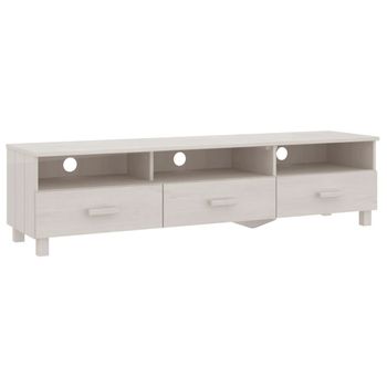 Mueble De Tv Hamar Madera Maciza De Pino Blanco 158x40x40 Cm