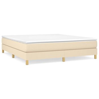 Estructura De Cama Box Spring Tela Color Crema 160x200 Cm