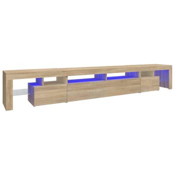 Mueble De Tv Con Luces Led Roble Sonoma 260x36,5x40 Cm