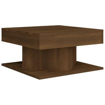 Mesa De Centro Madera Contrachapada Roble Marrón 57x57x30 Cm