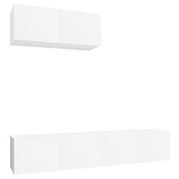 Set De Muebles De Tv 3 Piezas Madera Contrachapada Blanco