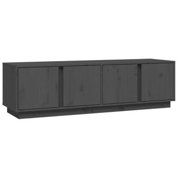 Mueble De Tv Madera Maciza De Pino Gris 140x40x40 Cm