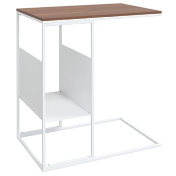 Mesa Auxiliar De Madera Contrachapada Blanca 55x36x59,5 Cm