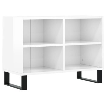 Mueble De Tv Madera De Ingeniería Blanco Brillo 69,5x30x50 Cm