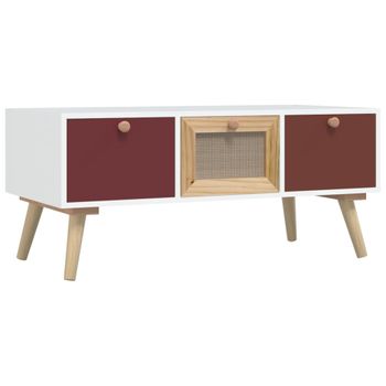 Mesa De Centro Con Cajones Madera Contrachapada 80x40x35,5 Cm