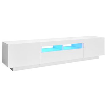 Mueble Para Tv Con Luces Led Blanco 180x35x40 Cm