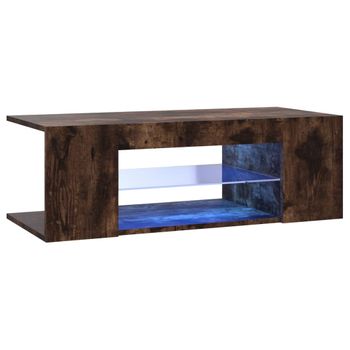 Mueble De Tv Con Luces Led Color Roble Ahumado 90x39x30 Cm