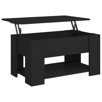 Mesa De Centro Madera Contrachapada Negra 79x49x41 Cm