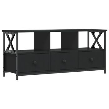 Mueble De Tv Hierro Y Madera Contrachapada Negro 102x33x45 Cm