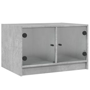 Mesa De Centro Con Puertas De Vidrio Grs Hormigón 68x50x42 Cm