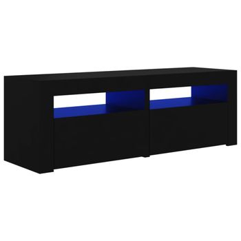 Mueble De Tv Con Luces Led Negro 120x35x40 Cm