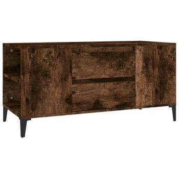 Mueble De Tv Madera Contrachapada Roble Ahumado 102x44,5x50 Cm