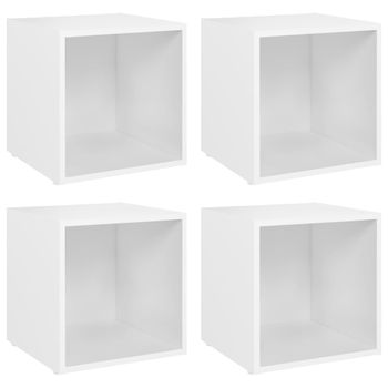 Muebles Para Tv 4 Unidades Madera Contrachapada Blanco 37x35x37 Cm