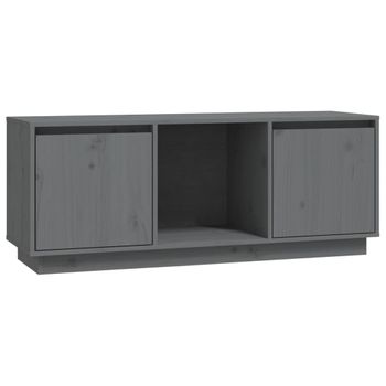 Mueble Para Tv De Madera Maciza De Pino Gris 110,5x35x44 Cm