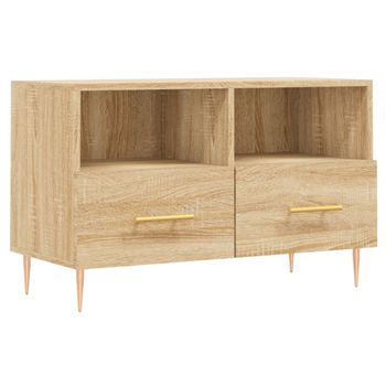 Mueble Para Tv Madera Contrachapada Roble Ahumado 80x36x50 Cm