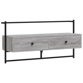 Mueble Tv De Pared Madera Ingeniería Gris Sonoma 100,5x30x51 Cm