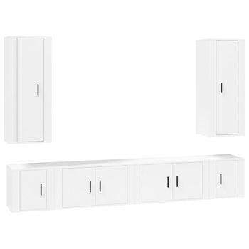 Set De Muebles Para Tv 6 Piezas Madera Contrachapada Blanco