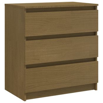 Mesita De Noche Madera Maciza De Mango Marrón Miel 60x36x64 Cm