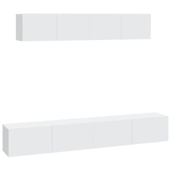 Set De Muebles Para Tv 4 Piezas Madera Contrachapada Blanco