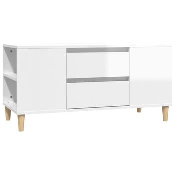 Mueble De Tv Madera Contrachapada Blanco Brillo 102x44,5x50 Cm