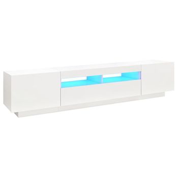 Mueble Para Tv Con Luces Led Blanco 200x35x40 Cm