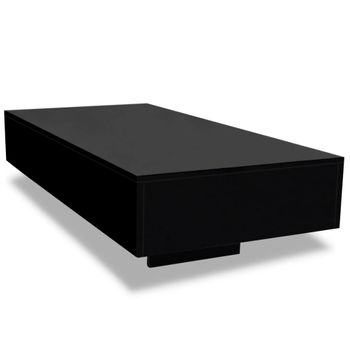 Mesa De Centro De Mdf Negra Con Brillo